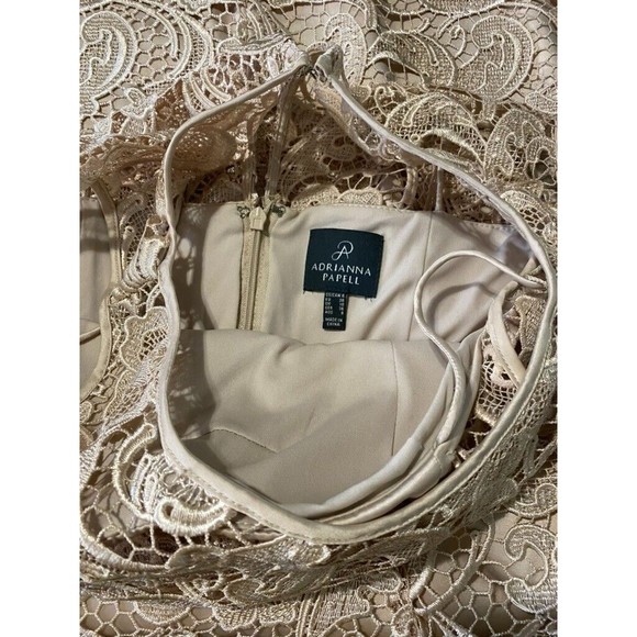 Adrianna Papell Womens Gold Champagne Lace Dress Size 6 - Picture 5 of 12
